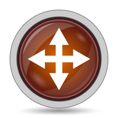 Tam ekran simgesini, turuncu web sitesi düğmesini beyaz arka plan üzerinde