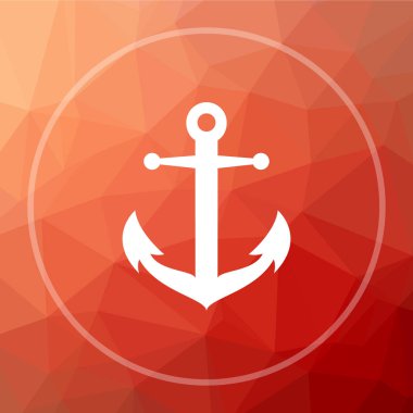 Tutturucu simgesini. Web sitesi düğmesini kırmızı düşük poli arka plan üzerinde çapa