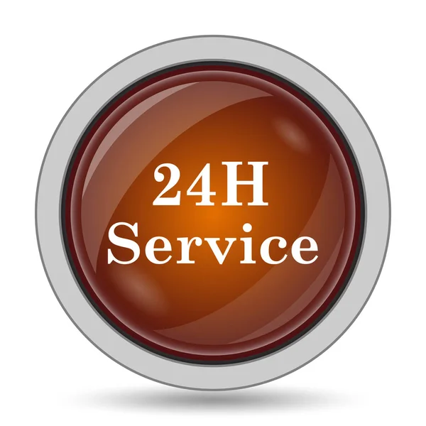 24H 服务图标 橙色网站按钮白色背景 — 图库照片