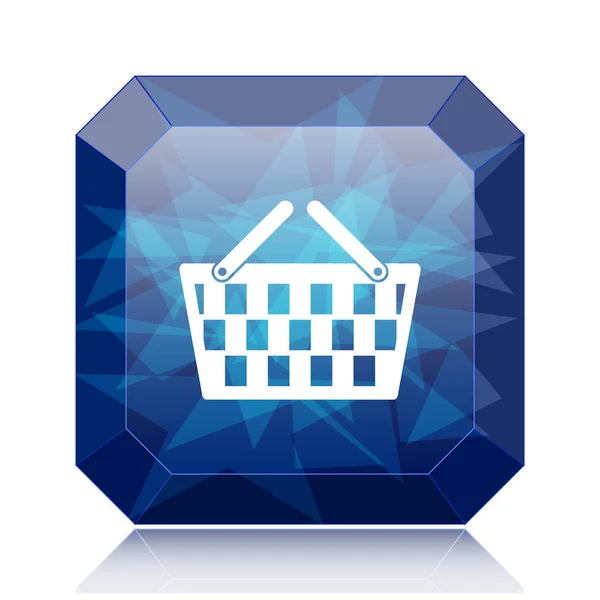 ショッピング バスケット アイコン 青いウェブサイトのボタンを白い背景の上 — ストック写真