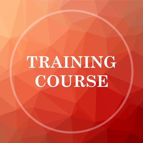 Training course icon. Training course website button on red low poly background