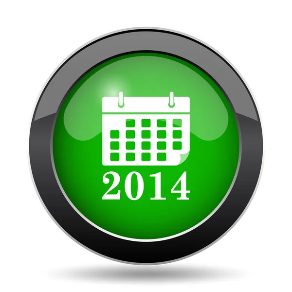 2014 Kalendář Zelené Stránky Tlačítko Bílém Pozadí — Stock fotografie