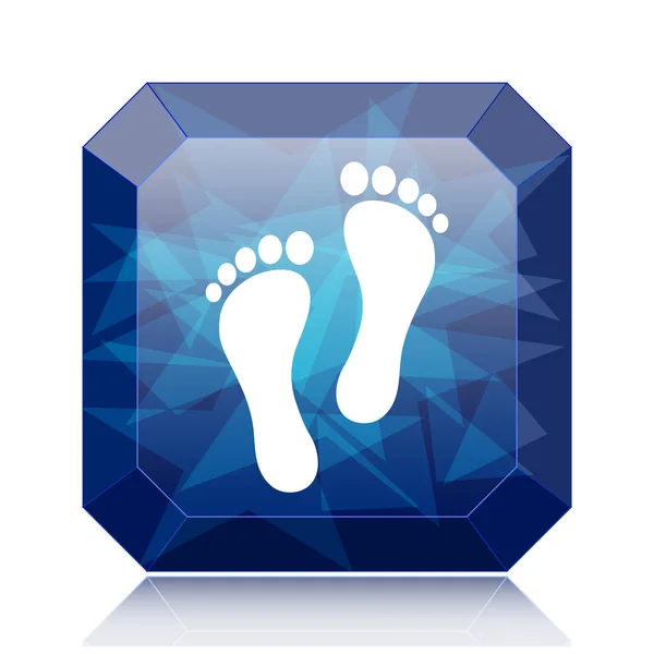 Foot Print Icon Blue Website Button White Background — Stock Photo, Image