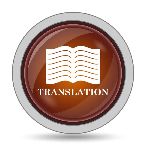 Icono Del Libro Traducción Botón Del Sitio Web Naranja Sobre — Foto de Stock