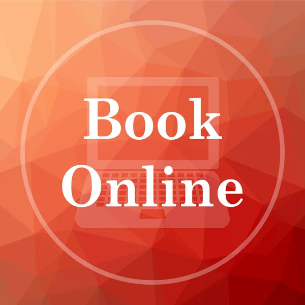 Book online icon. Book online website button on red low poly background