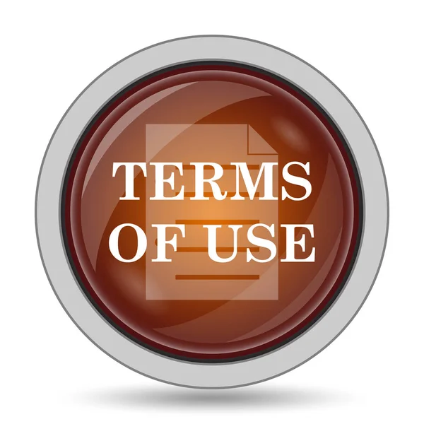 Terms of use icon, orange website button on white background