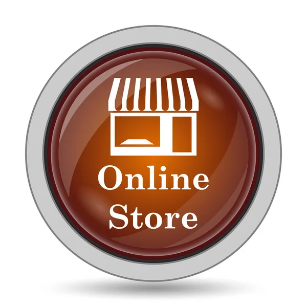 Online store icon, orange website button on white background