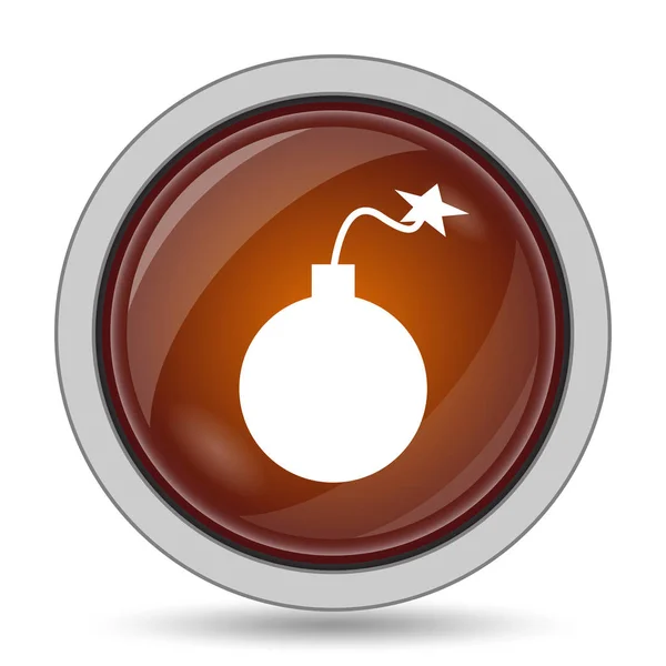 Значок Бомбы Оранжевый Сайт Кнопку Белом Фоне — стоковое фото