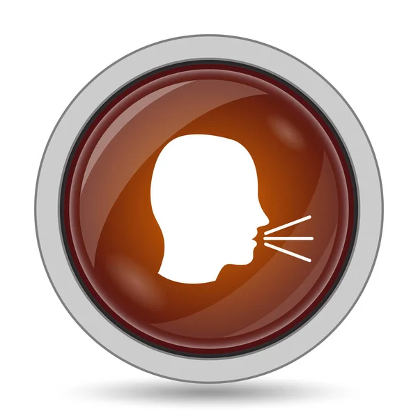 Talking icon, orange website button on white background