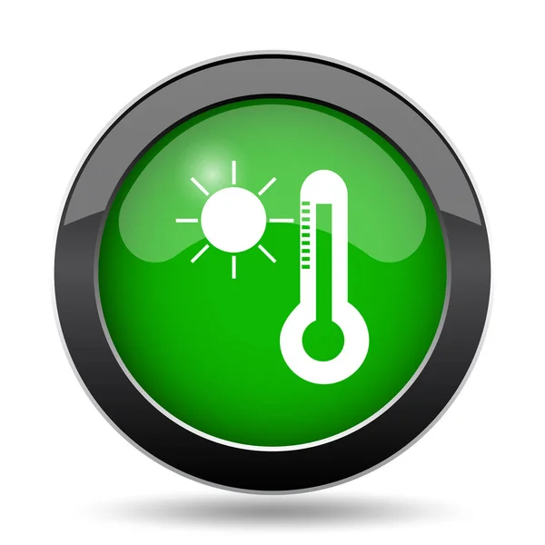 Sonne Und Thermometer Symbol Grüne Website Taste Auf Weißem Hintergrund — Stockfoto