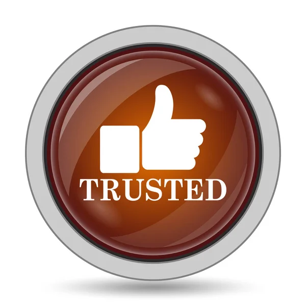 Значок Доверия Оранжевая Кнопка Веб Сайта Белом Фоне — стоковое фото