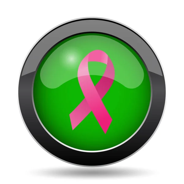 Breast Cancer Ribbon Icon Green Website Button White Background — Stock Photo, Image