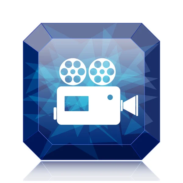 白い背景のビデオ カメラ アイコン 青いウェブサイト ボタン — ストック写真