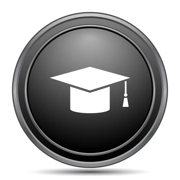 毕业图标 黑色网站按钮白色背景 — 图库照片