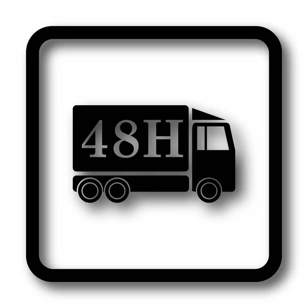 48H Delivery Truck Icon Black Website Button White Background — Stock Photo, Image