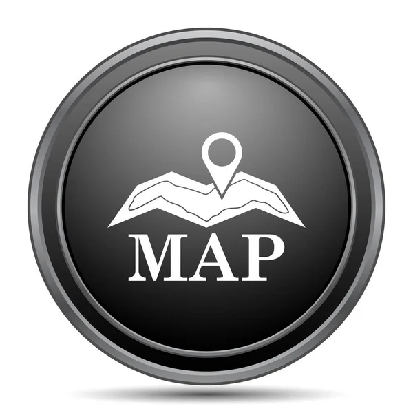 Icono Del Mapa Botón Del Sitio Web Negro Sobre Fondo —  Fotos de Stock