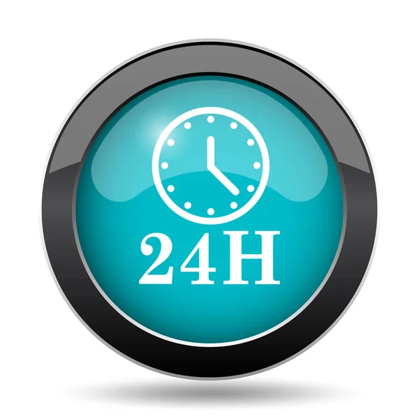 24H 时钟图标 24H 时钟网站按钮白色背景 — 图库照片