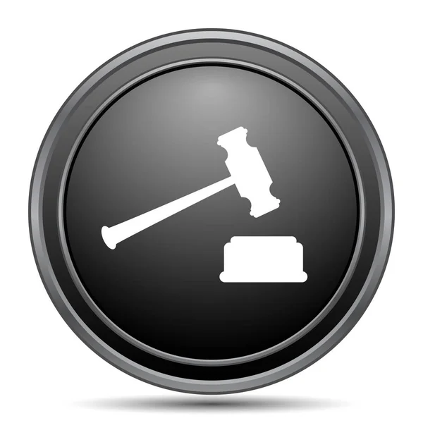 Judge Hammer Icon Black Website Button White Background — Stock Photo, Image