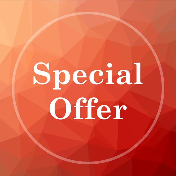 Special offer icon. Special offer website button on red low poly background