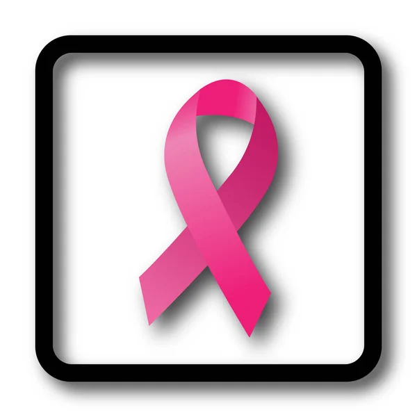 Reast Cancer Ribbon Icon Black Website Button White Background — стоковое фото