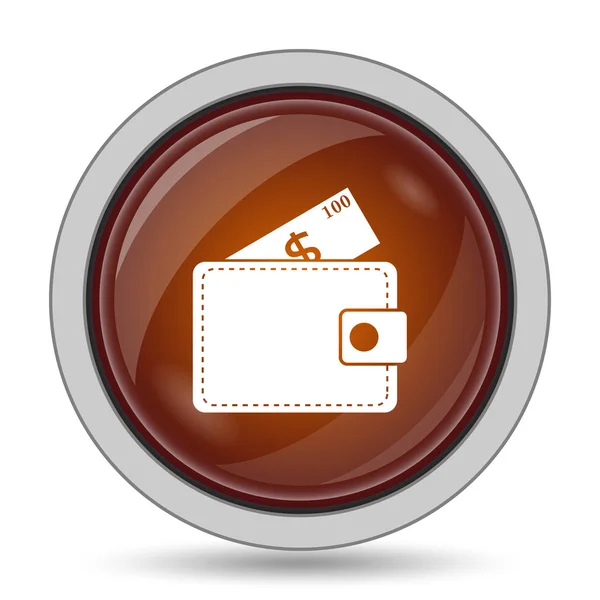 Wallet Icon Orange Website Button White Background — Stock Photo, Image