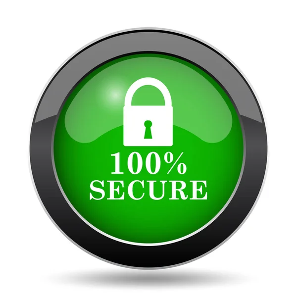 100 Процентов Безопасный Значок Зеленый Сайт Кнопку Белом Фоне — стоковое фото