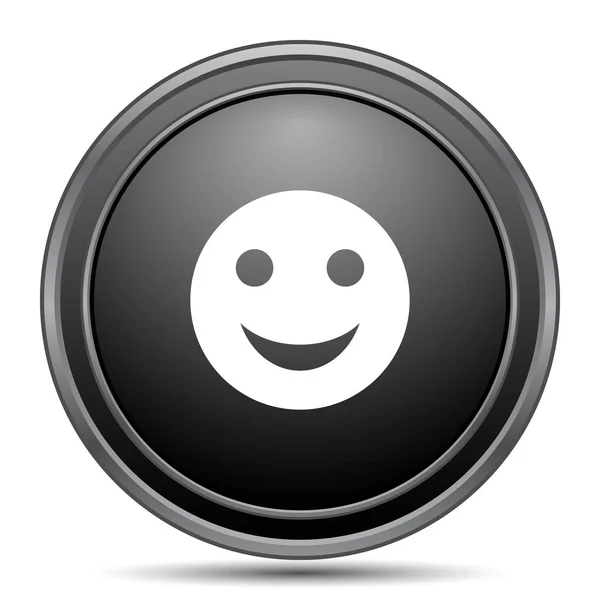 Smiley Icoon Zwarte Website Knop Witte Achtergrond — Stockfoto