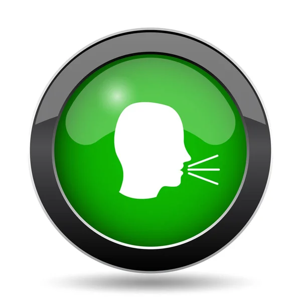 Talking icon, green website button on white background