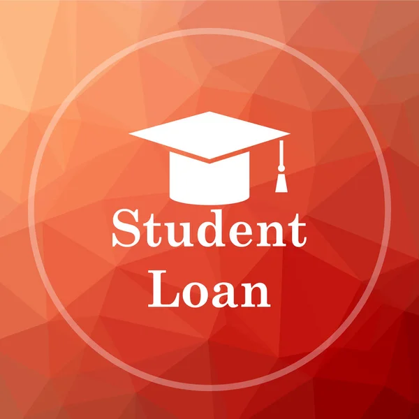 Student loan icon. Student loan website button on red low poly background
