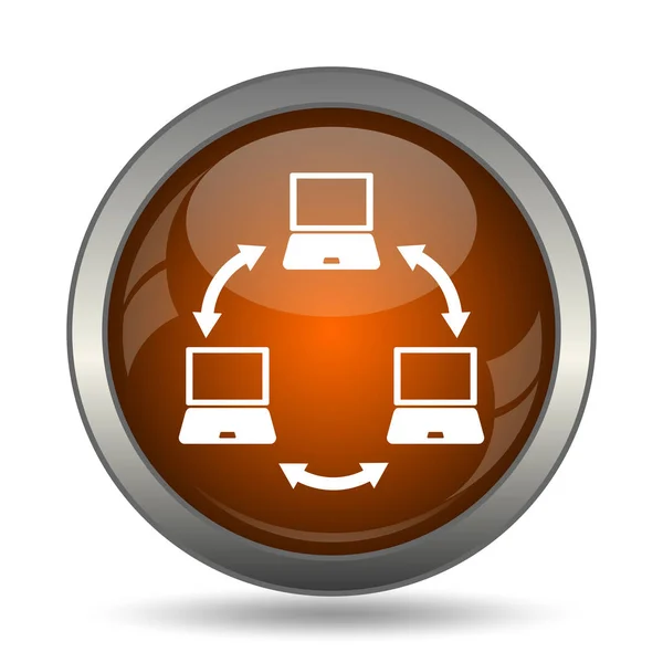 Computer Network Icon Internet Button White Background — Stock Photo, Image