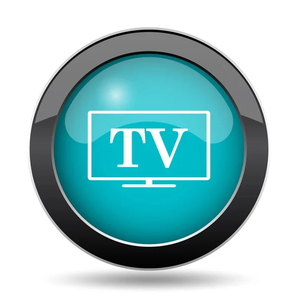 Εικονίδιο Τηλεόραση Κουμπί Τοποθεσία Web Λευκό Φόντο — Φωτογραφία Αρχείου