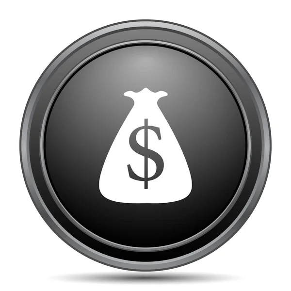Dólar Saco Icono Botón Del Sitio Web Negro Sobre Fondo —  Fotos de Stock