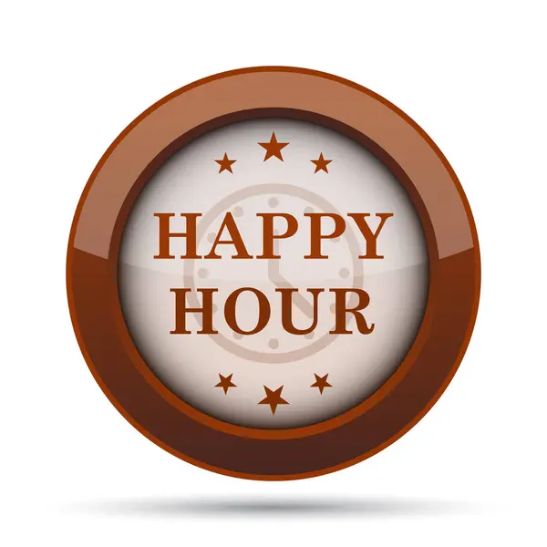 Ikona Happy Hour Przycisk Internet Białym Tle — Zdjęcie stockowe
