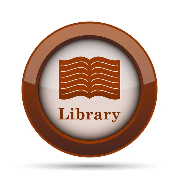 Bibliotheek Pictogram Internet Knop Witte Achtergrond — Stockfoto