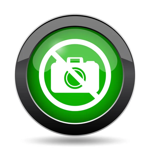 Icona Della Fotocamera Proibita Pulsante Verde Del Sito Web Sfondo — Foto Stock