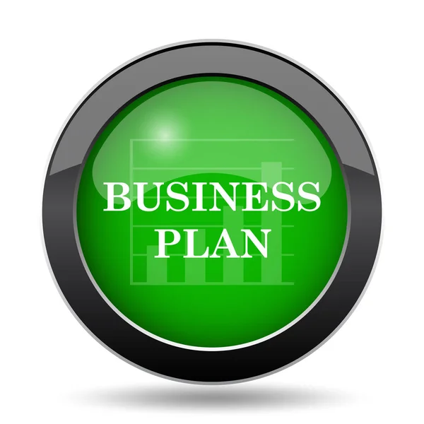 Business Plan Pictogram Groene Website Knop Witte Achtergrond — Stockfoto