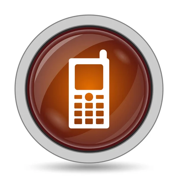 Mobiele Telefoon Pictogram Oranje Website Knop Witte Achtergrond — Stockfoto