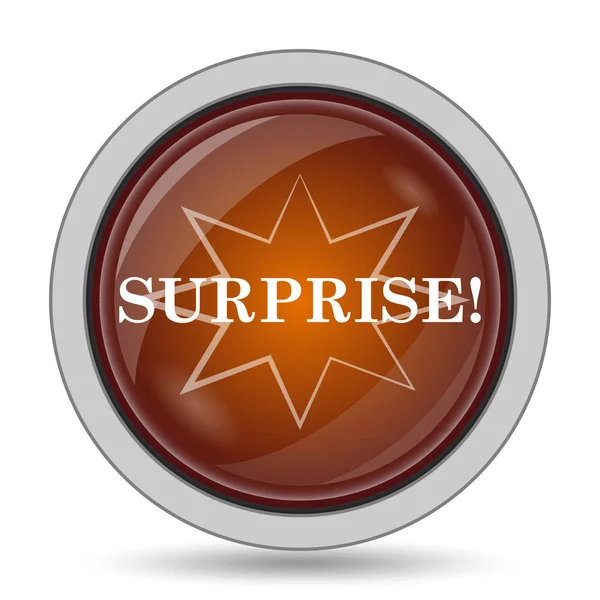 Surprise icon, orange website button on white background