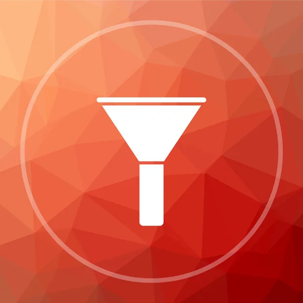 Filter icon. Filter website button on red low poly background
