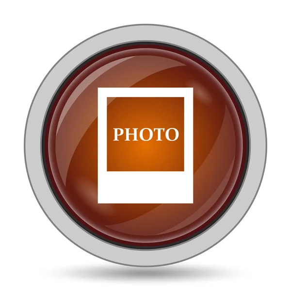 Icono Foto Botón Naranja Del Sitio Web Sobre Fondo Blanco — Foto de Stock