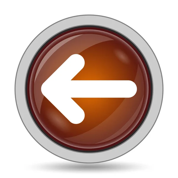 左箭头图标 橙色网站按钮白色背景 — 图库照片