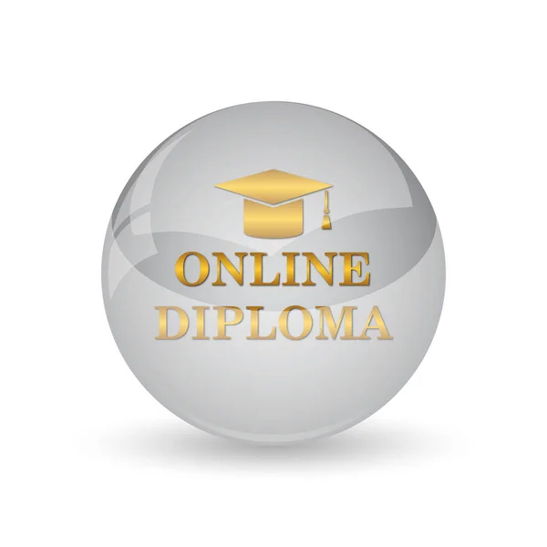 オンライン卒業証書アイコン 白い背景の上のインター ネット ボタン — ストック写真