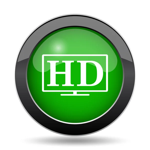 白い背景の上の テレビ アイコン 緑のウェブサイト ボタン — ストック写真