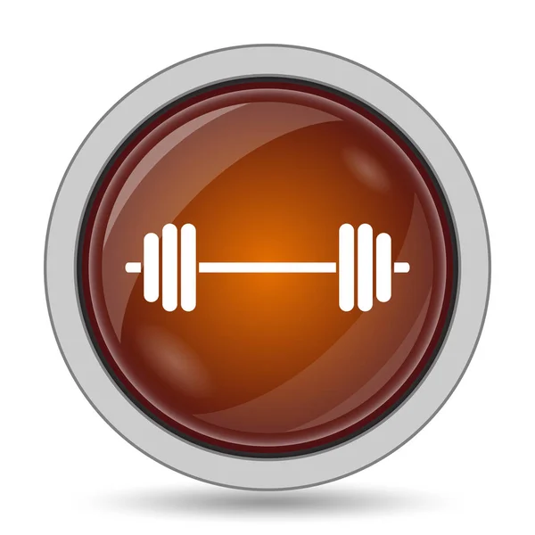 Άρση Βαρών Ιστοσελίδα Εικονίδιο Πορτοκαλί Κουμπί Λευκό Φόντο — Φωτογραφία Αρχείου