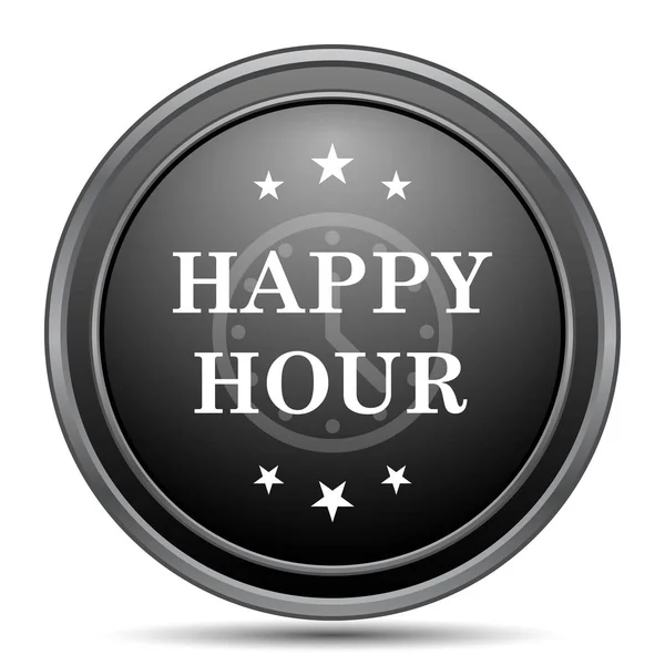 Ícone Happy Hour Botão Site Preto Fundo Branco — Fotografia de Stock