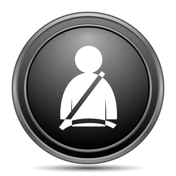 Icono Del Cinturón Seguridad Botón Del Sitio Web Negro Sobre —  Fotos de Stock