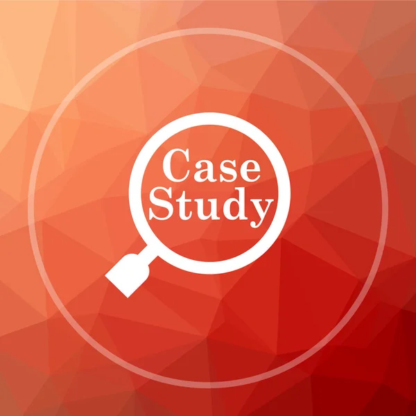 Case study icon. Case study website button on red low poly background