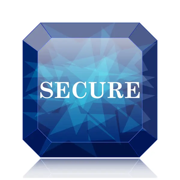 Icono Seguro Botón Azul Del Sitio Web Sobre Fondo Blanco — Foto de Stock