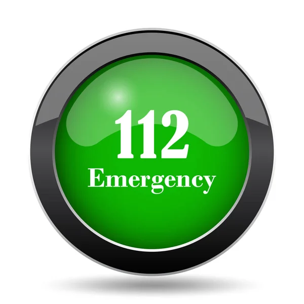 112 Emergency Pictogram Groene Website Knop Witte Achtergrond — Stockfoto