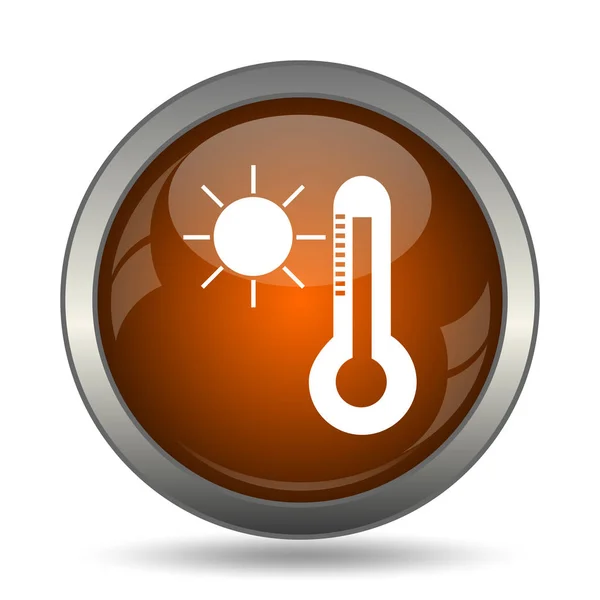 Sonne Und Thermometer Internet Taste Auf Weißem Hintergrund — Stockfoto